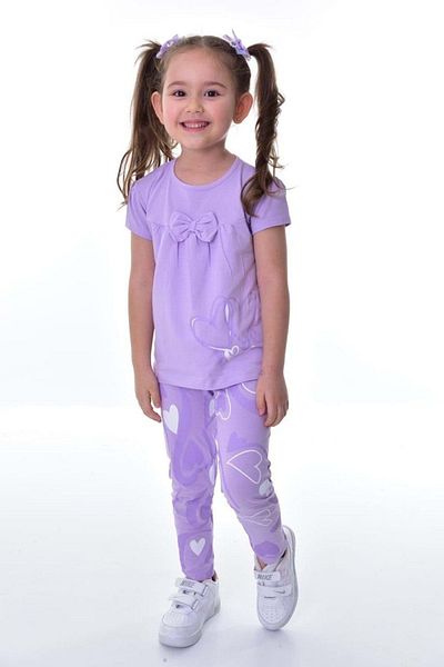 Mnk Baby&Kids Girls' Bodysuit with Short Sleeve and Long Leggings - M00711 Lila