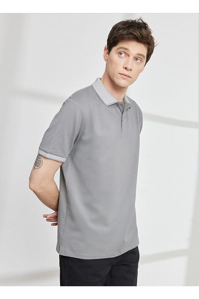 ALTINYILDIZ CLASSICS Γκρι ανδρικό μπλουζάκι Polo Neck - 4a 9000000003