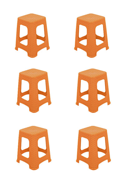 Mandella Sağlam Plastik Karizma Rattan Tabure (6 ADET) Tik