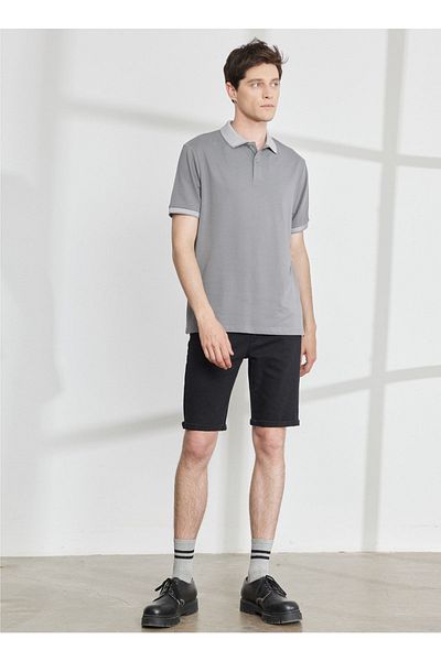ALTINYILDIZ CLASSICS Γκρι ανδρικό μπλουζάκι Polo Neck - 4a 9000000003
