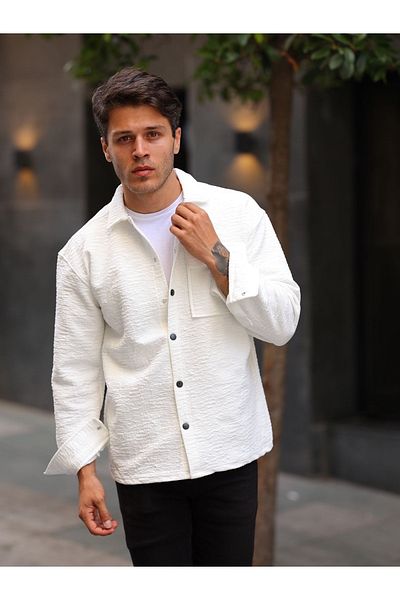 MİRMARONİ Quilted Winter Men's Shirt Lumberjack Shirt with Single Pocket Flap