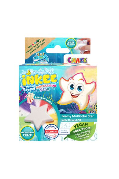 CRAZE Inkee Foamy Star Bath Bomb - Vegan, Dermatologist Approved for Kids