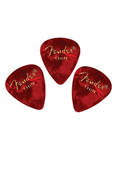 FENDER Gitar Penası 3 adet Premium Celluloid 351 Shape Thin Red Moto