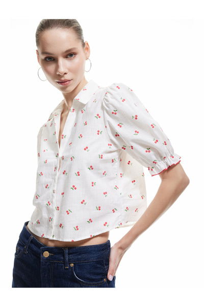 Koton Cămașă albă pentru femei cu mâneci balon 5SAL60036IW