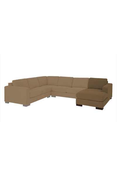 soufa dibaj Right Corner Sofa with Left Armrest Upholstered in Linen - Pale Brown