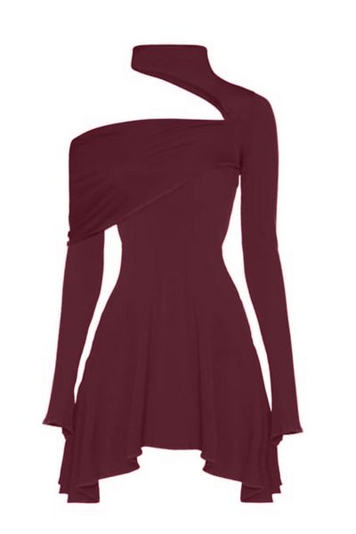 Gülşah Evecen Special Design Red Asymmetrical Dress