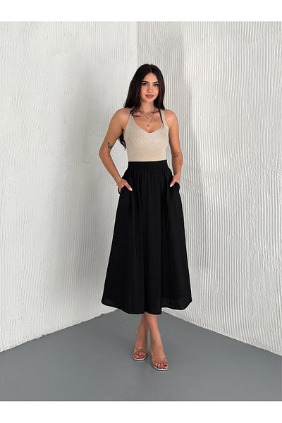 Cistern İstanbul Women's Long Flared Skirt with Pockets