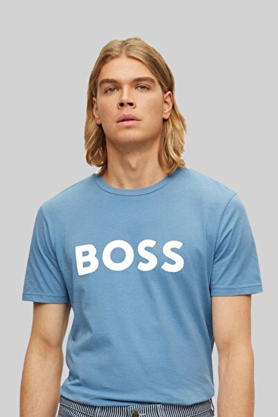 BOSS Regular Fit Bisiklet Yaka Erkek T-shirt Mavi