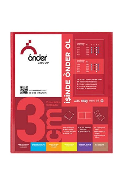 Önder Sunum Klasörü 4 Halkalı 30 Mm A4 Kırmızı 2013-2