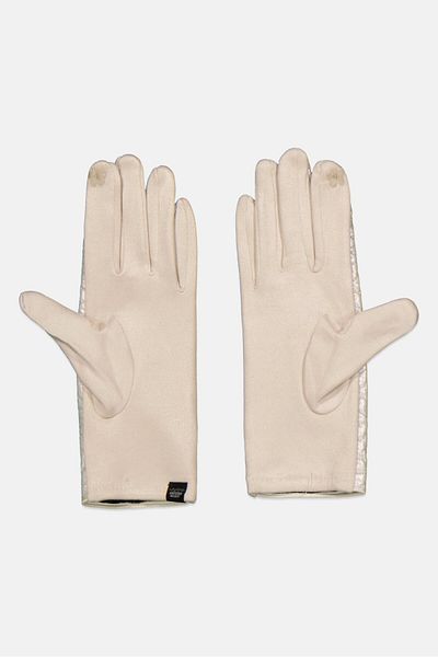 Justin Gregory Women 1 Pair Quilted Puffer Gloves, Beige