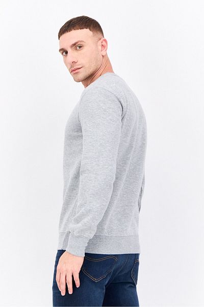 fleece factory Men Crew Neck Long Sleeves Heather Sweatshirt, Grey
