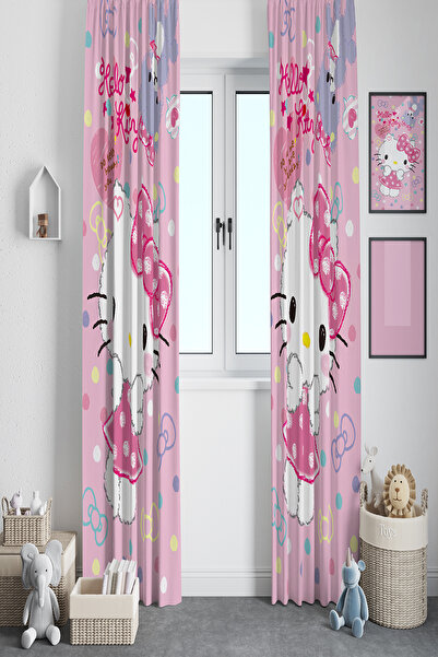 BelezaHome Pink Kuromi Themed 2 Wing Background Curtain
