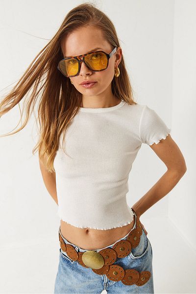 Bianco Lucci Tricou de bază cu camisole cu nervuri pentru femei 60261476