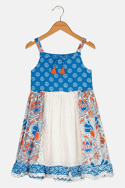 Willow & Whistle Kids Girl All Over Printed Casual Dress, White