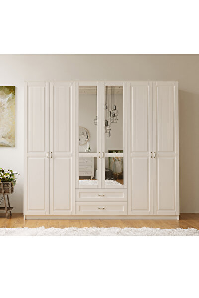 Rabi Kardelen Country 6 Kapaklı 2 Çekmeceli Gardırop