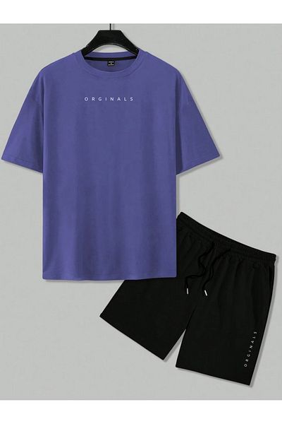 MODASHOT Men's Unisex T-Shirt - Cotton Orginals Printed Shorts & Tshirt Set - Oversize