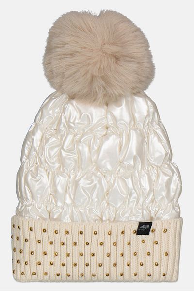 Justin Gregory Women Pom-pom Beanie, White