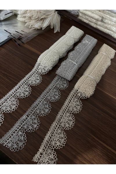 Butik İğne oyası krem gri kapiçino renkler 9 metre boy imza tekstil dekoratif...