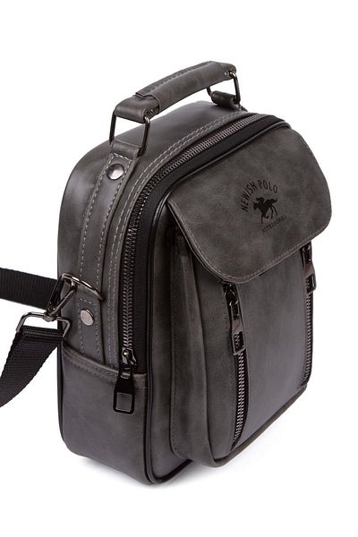 tuldar Men's Gray Leather Cover Cross Strap Shoulder and Hand Bag (17X21Cm) Tul541