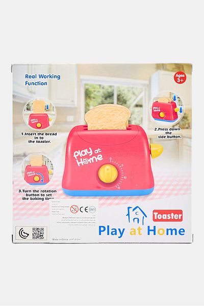 Play At Home Battery Operated Kitchen Toaster Playset, Red Combo
