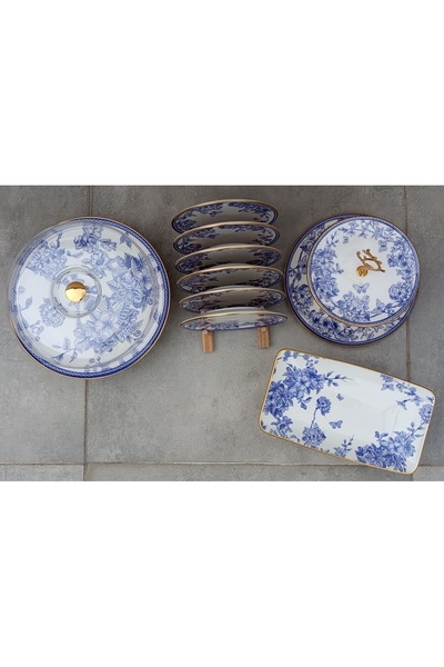 Pinkev 10 Piece Ceramic Cake Presentation Plate Set