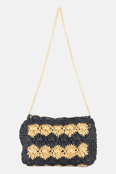 Moda Luxe Women Textured Cross Body Bag 20 H x 24 L x 8 W cm, Black