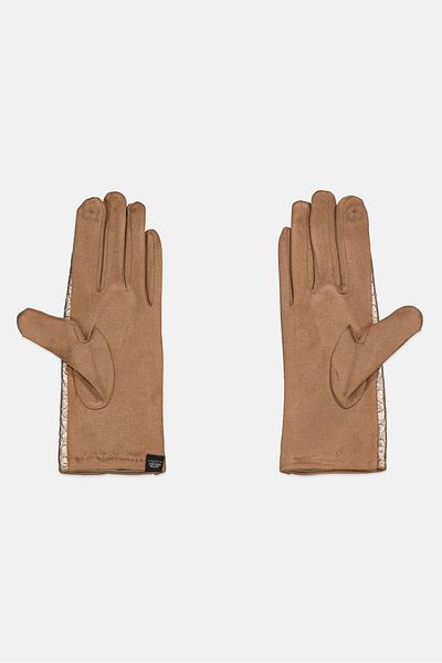 Justin Gregory Women 1 Pair Flower Quilted Puffer Gloves, Gold