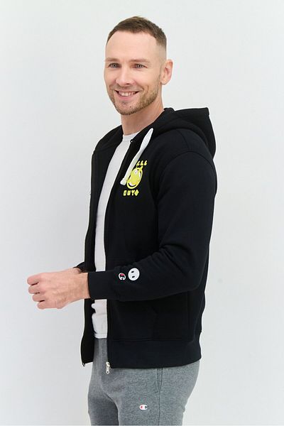 Champion x Fall Guys Men Sportswear Fit Long Sleeve Full Zip Outdoor Sweatshirts, Black