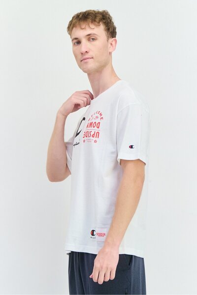 Champion x Stranger Things Men Custom Fit Short Sleeves Training T Shirt, White