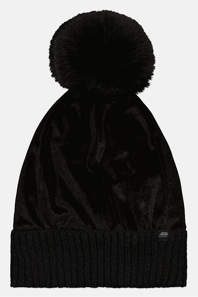 Justin Gregory Women Pom Pom Knitted Beanie, Black