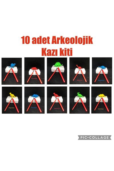 AZİZ OYUNCAK 10Pcs Color Dinosaur Archaeological Excavation Kit Educational Tutorial Science Activity Activity Dinosaur Kind Set