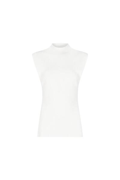 Beauty Omelette Ekru Yırtmaç Detaylı Kolsuz Kazak