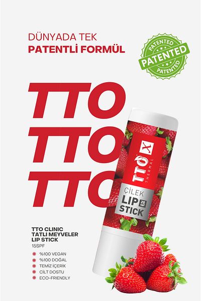 TTO X Strawberry Flavored Lip Stick with 20 Spf Protection
