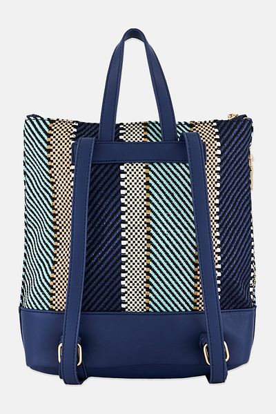 Moda Luxe Women Textured Elina Backpack 32 H x 35 L x 10 W cm, Navy