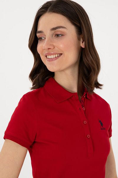 U.S. Polo Assn. Γυναικείο μπλουζάκι με κόκκινο Basic Polo Neck 50300896 -vr171