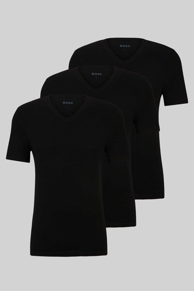 BOSS Regular Fit V Yaka Erkek T-shirt Siyah