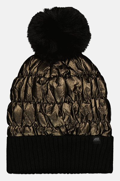 Justin Gregory Women Quilted Leather Beanie, Golden