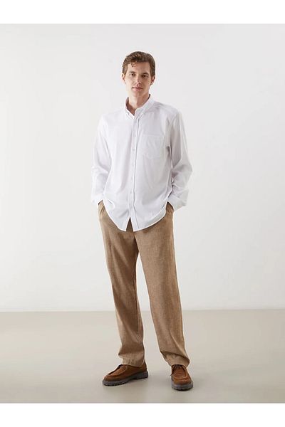 LC Waikiki Lcwaikiki Classic White Regular Fit Long Sleeve Striped Men's Shirt