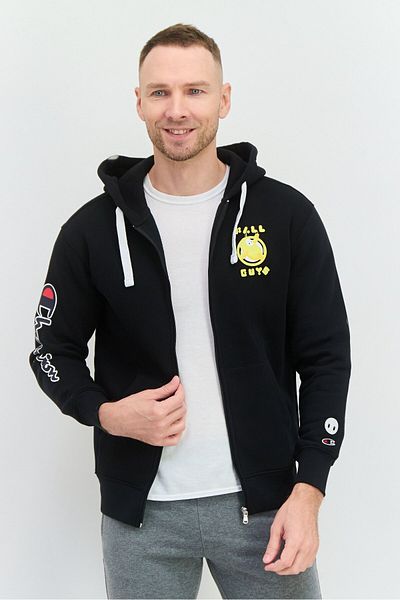 Champion x Fall Guys Men Sportswear Fit Long Sleeve Full Zip Outdoor Sweatshirts, Black