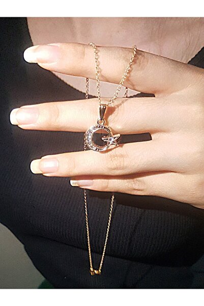 Kardeş Bijuteri Ay Yıldız Figürlü Zirkon Taşlı Kolye - 18