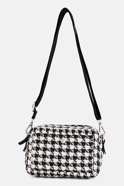 Moda Luxe Women Textured Cross Body Bag 19 L x 13 H x 7 W cm, Black