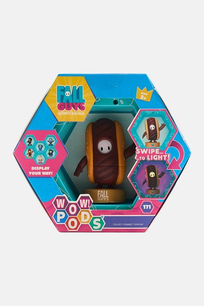 Fall Guys Ultimate Knockout Wow Pods Hotdog Light Up Bobble Head Figure, Brown Combo