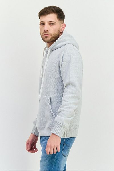 fleece factory Men Hooded Long Sleeve Textured Sweatshirt, Grey