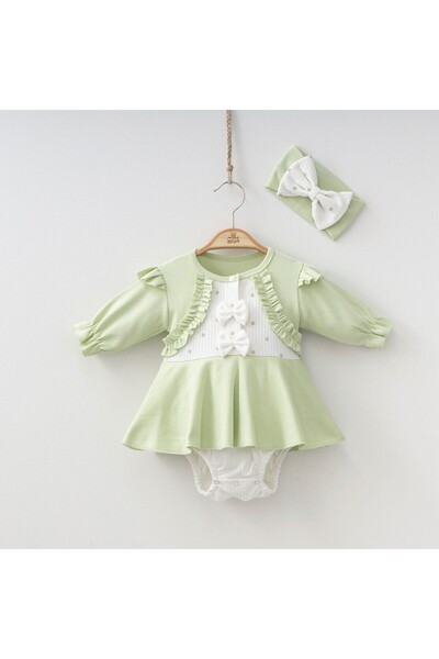 BabyCadde Fiyonklu Puantiyeli Romper