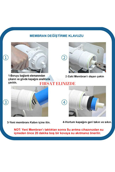 alkalinees Su Arıtma Vontron Membran Filtre - Membran Kabı - Çek Valf - Shut Off - Flow