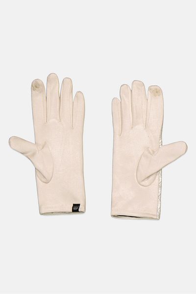 Justin Gregory Women 1 Pair Studded Puffer Gloves, Off White