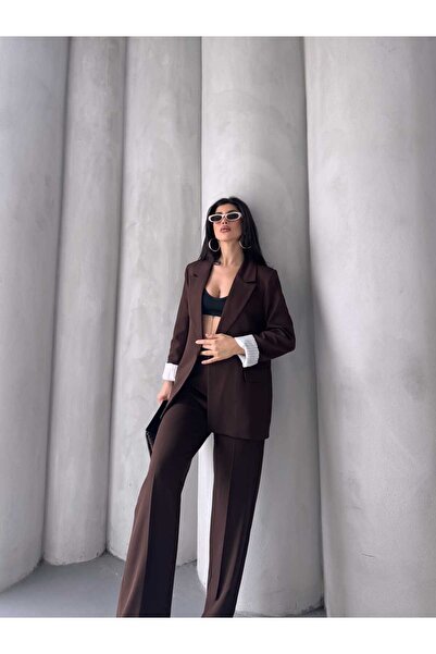 MYGİYİMİSTANBUL Blazer Ceket geniş paça Pantolon Takım