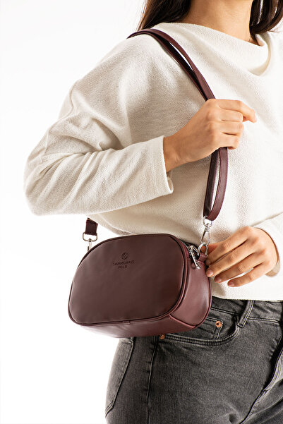 Sanmorris Women's Faux Leather Adjustable Cross Strap 2 Compartment Claret Red Shoulder Bag