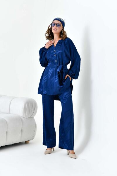 Garmi Синій жіночий жакардовий комплект