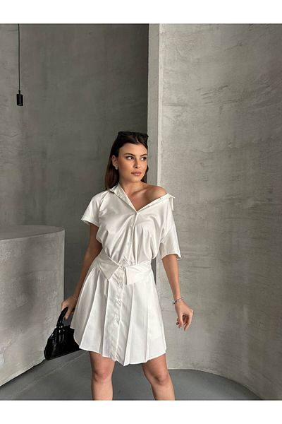 FRİYA Women's Shirt Lined Skirt Set